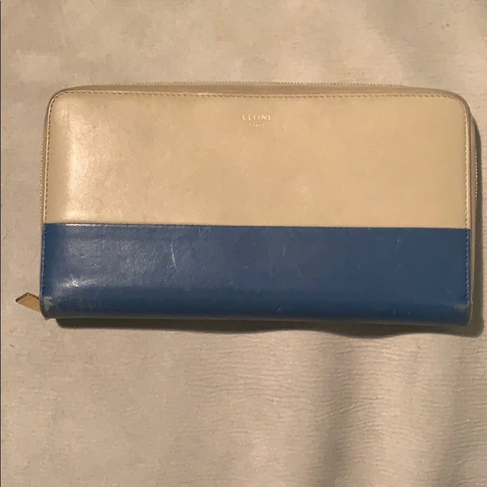 Authentic Celine Wallet sand and blue